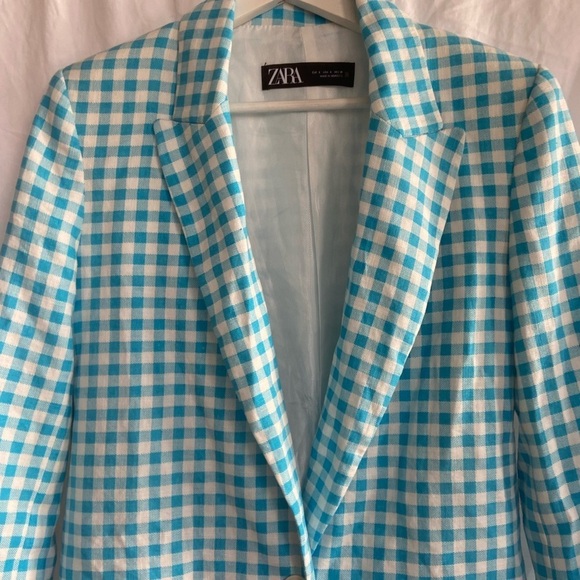 ZARA GINGHAM BLAZER bloggers favorite Size Small - Picture 12 of 15